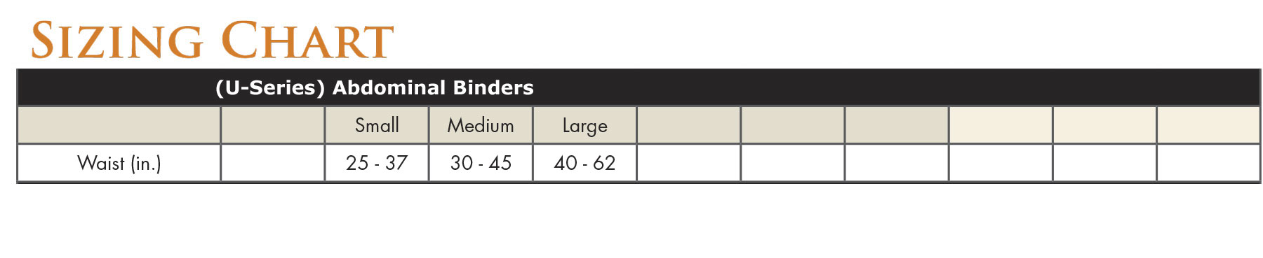 Abdominal Binder Size Chart